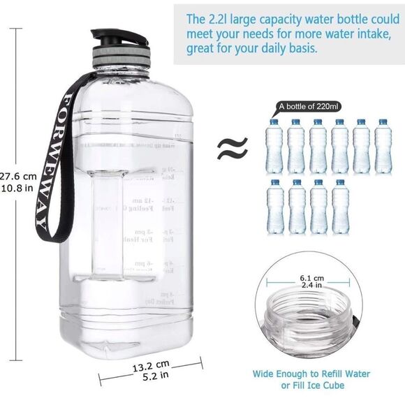 ⭐️forweway Half Gallon Water Bottle with Handle 2.2L/74OZ BPA Free⭐️ - Picture 7 of 7